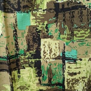 Vintage Boho MCM  Abstract Print Pinch-Pleat Drapes Two Panels